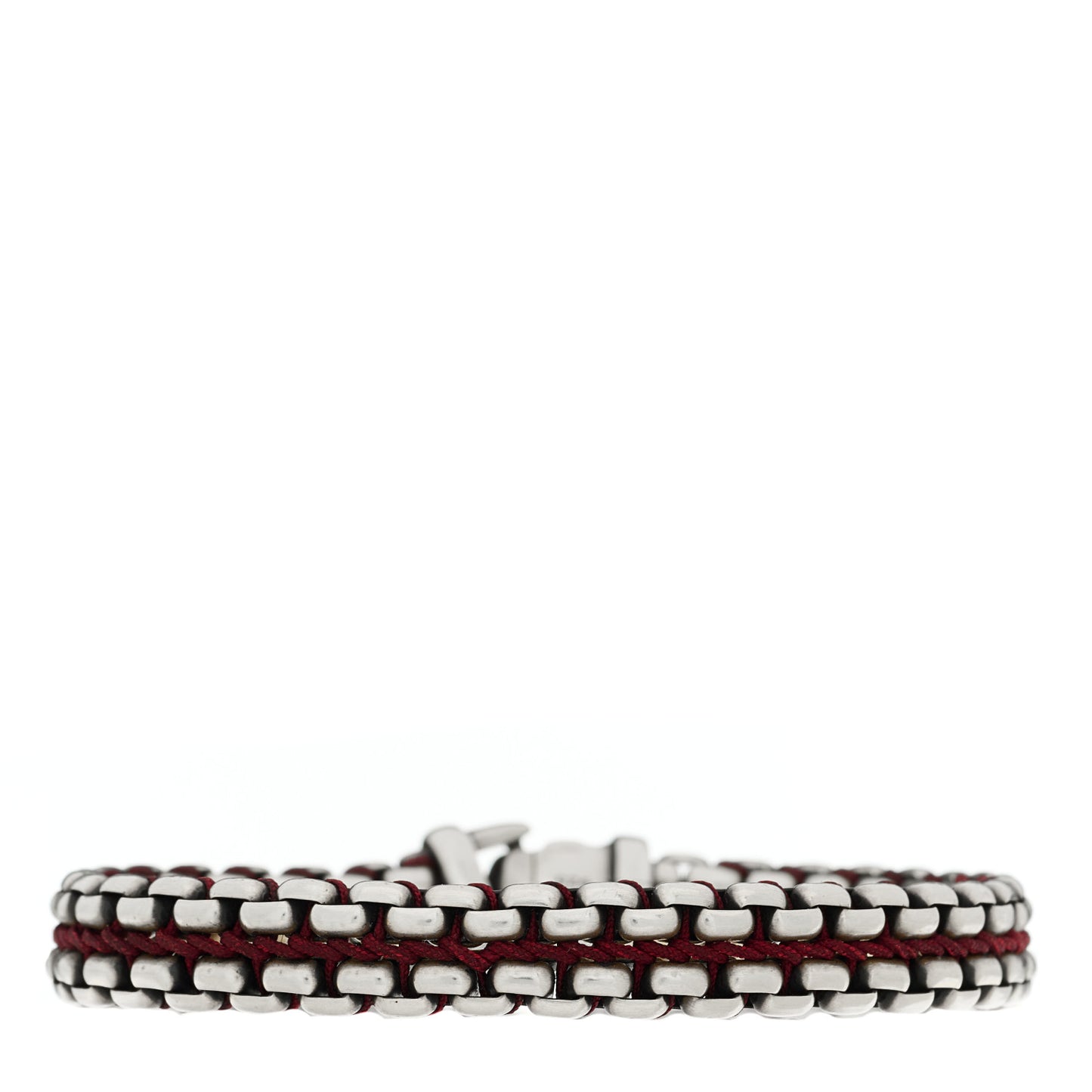 Sterling Silver Woven Box Chain Bracelet Red