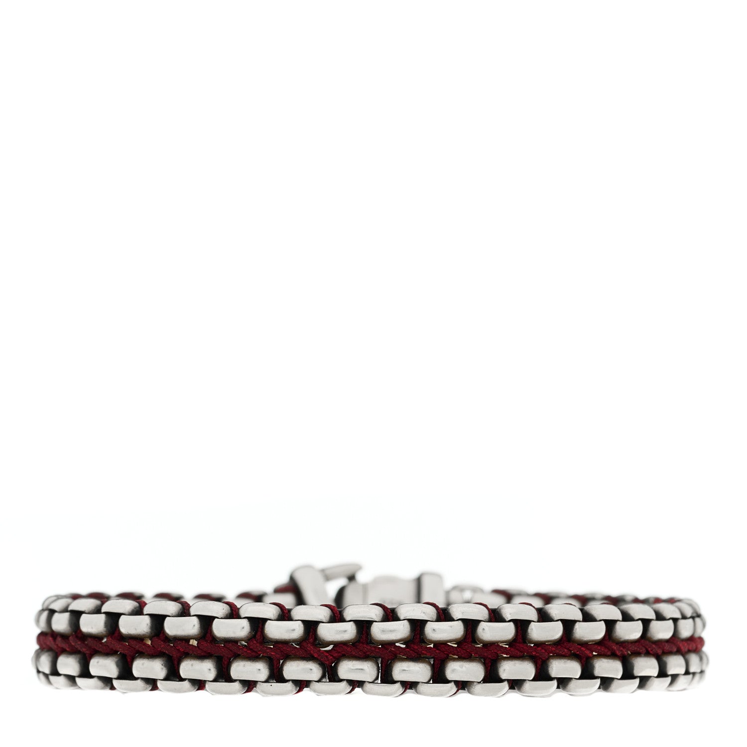 David Yurman Sterling Silver Woven Box Chain Bracelet Red 1 of 3