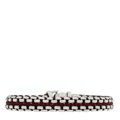 David Yurman Sterling Silver Woven Box Chain Bracelet Red 1 of 3