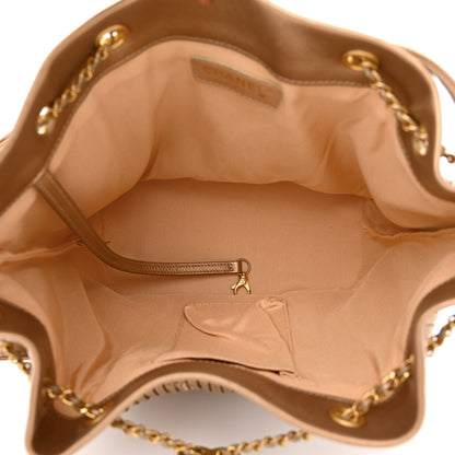Chanel Metallic Lambskin Coco Pleats Drawstring Bag Gold 4 of 9