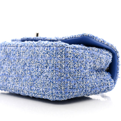 Chanel Tweed Quilted Mini Rectangular Flap Blue White 10 of 12