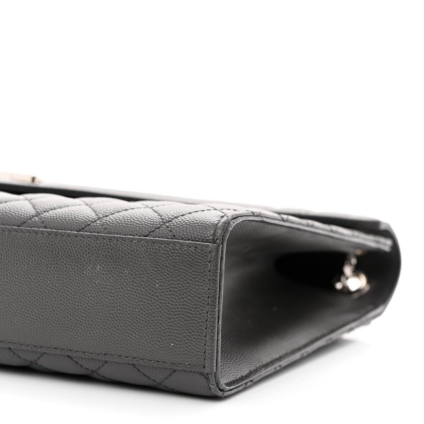 Grain De Poudre Textured Mixed Matelasse Large Triquilt Monogram Satchel Asphalt