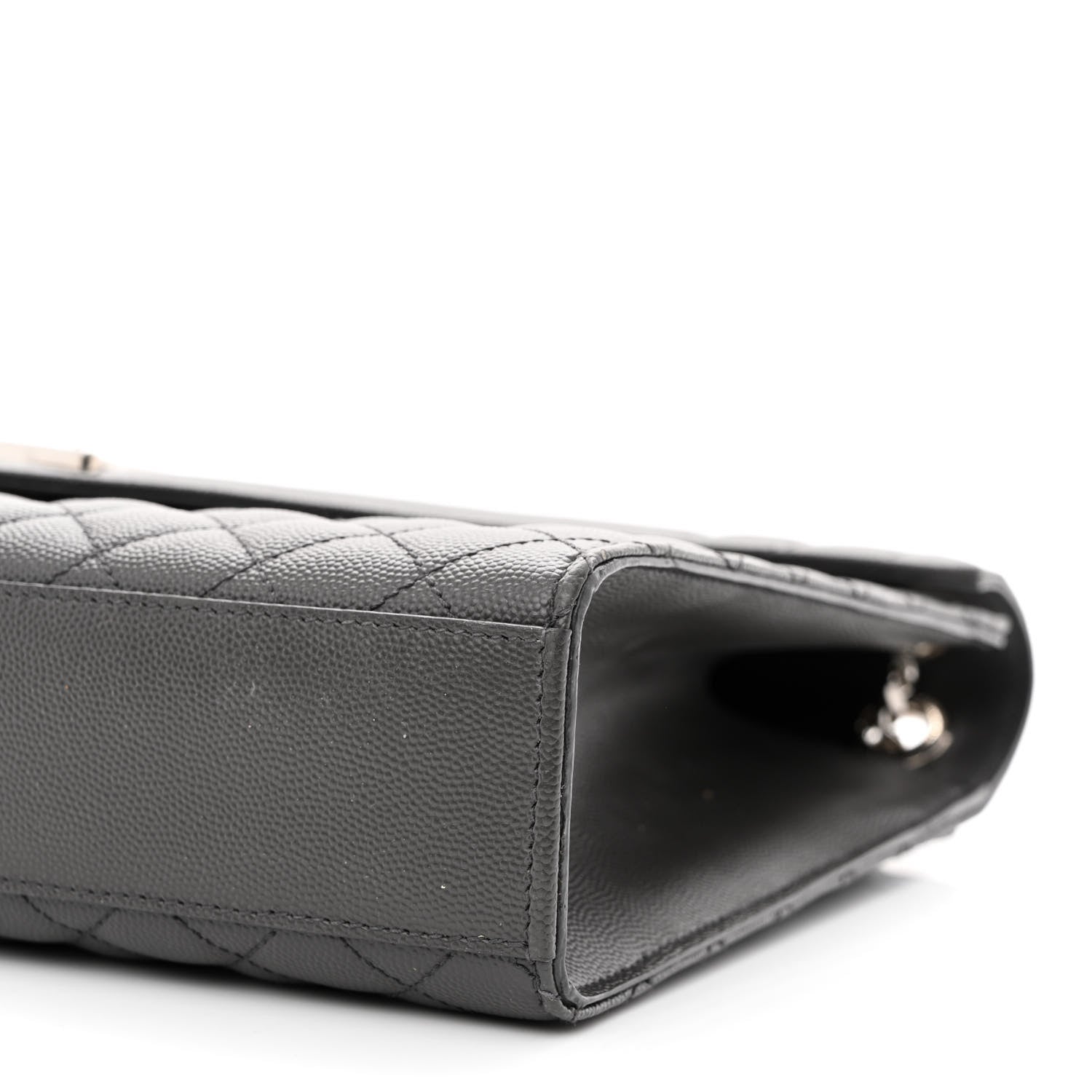 Saint Laurent Grain De Poudre Textured Mixed Matelasse Large Triquilt Monogram Satchel Asphalt 10 of 10