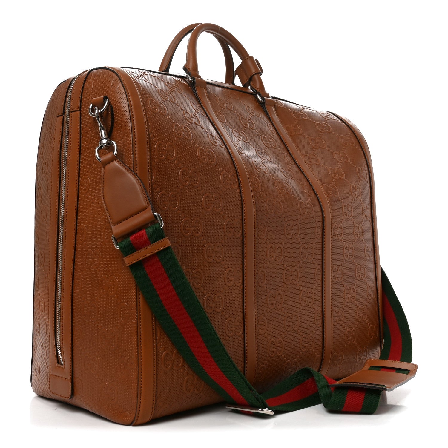 Gucci Calfskin GG Tennis Embossed  Duffle Bag Brown 3 of 10