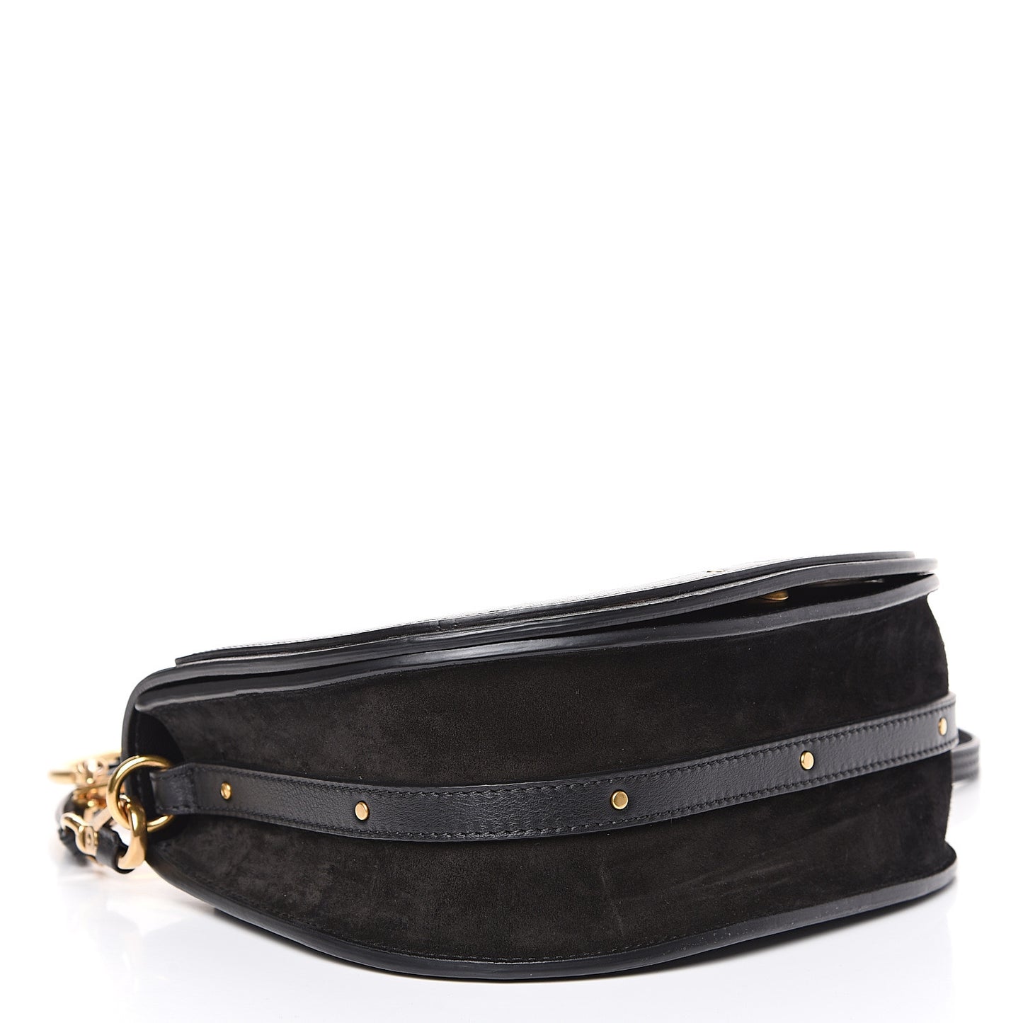 Calfskin Suede Medium Nile Bracelet Bag Black