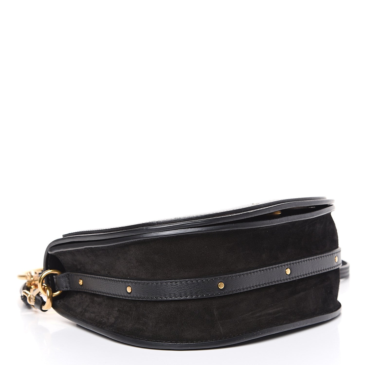 Chloe Calfskin Suede Medium Nile Bracelet Bag Black 3 of 11