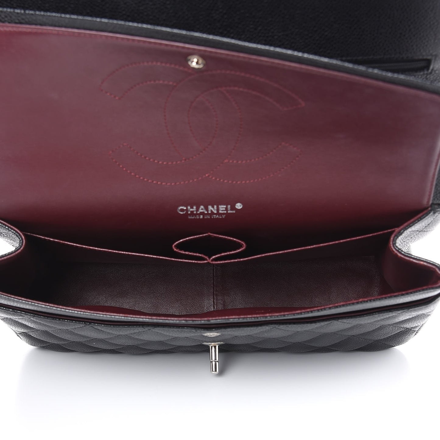 Caviar Quilted Jumbo Double Flap Black