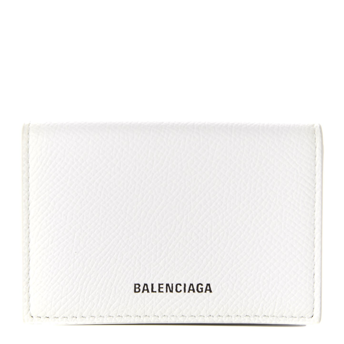 Signature Grained Calfskin Logo Mini Ville Wallet White