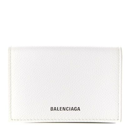 Balenciaga Signature Grained Calfskin Logo Mini Ville Wallet White 1 of 8