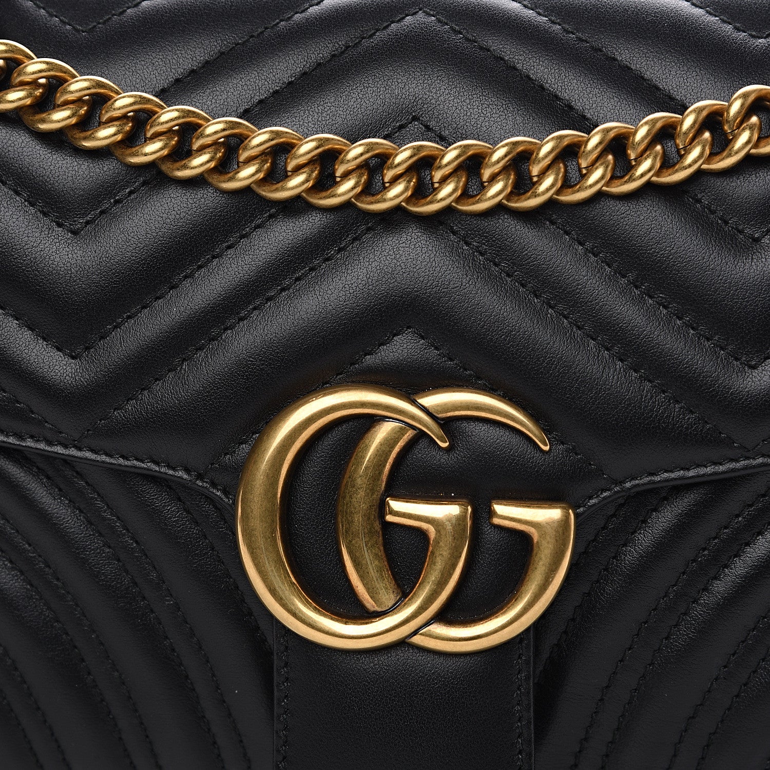 Gucci Calfskin Matelasse Small GG Marmont Shoulder Bag Black 9 of 9