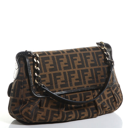 Fendi Zucca B Bis Flap Bag Tobacco Castagna 3 of 9