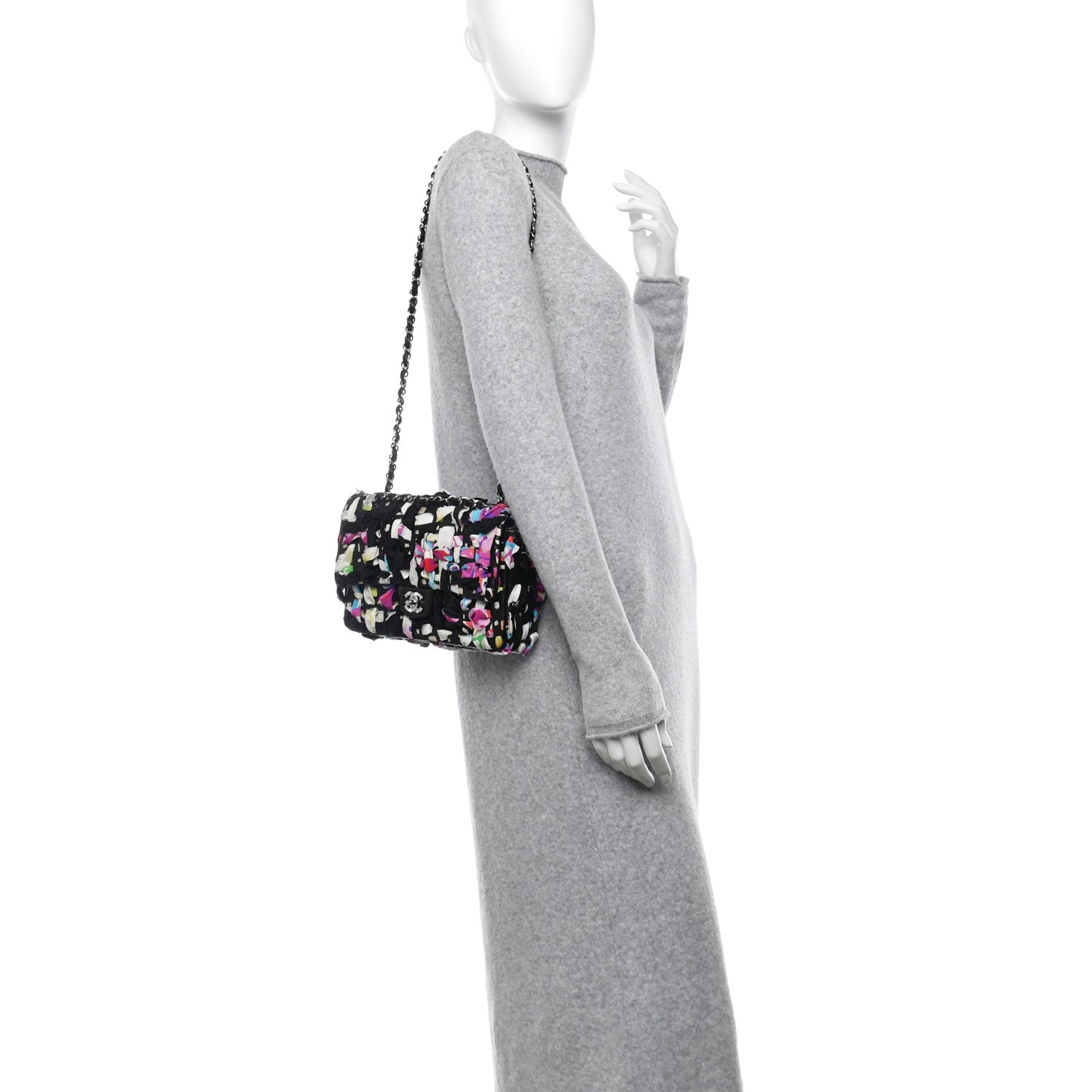 Chanel Silk Lambskin Ribbon Classic Flap Bag Turquoise Multicolor 2 of 11