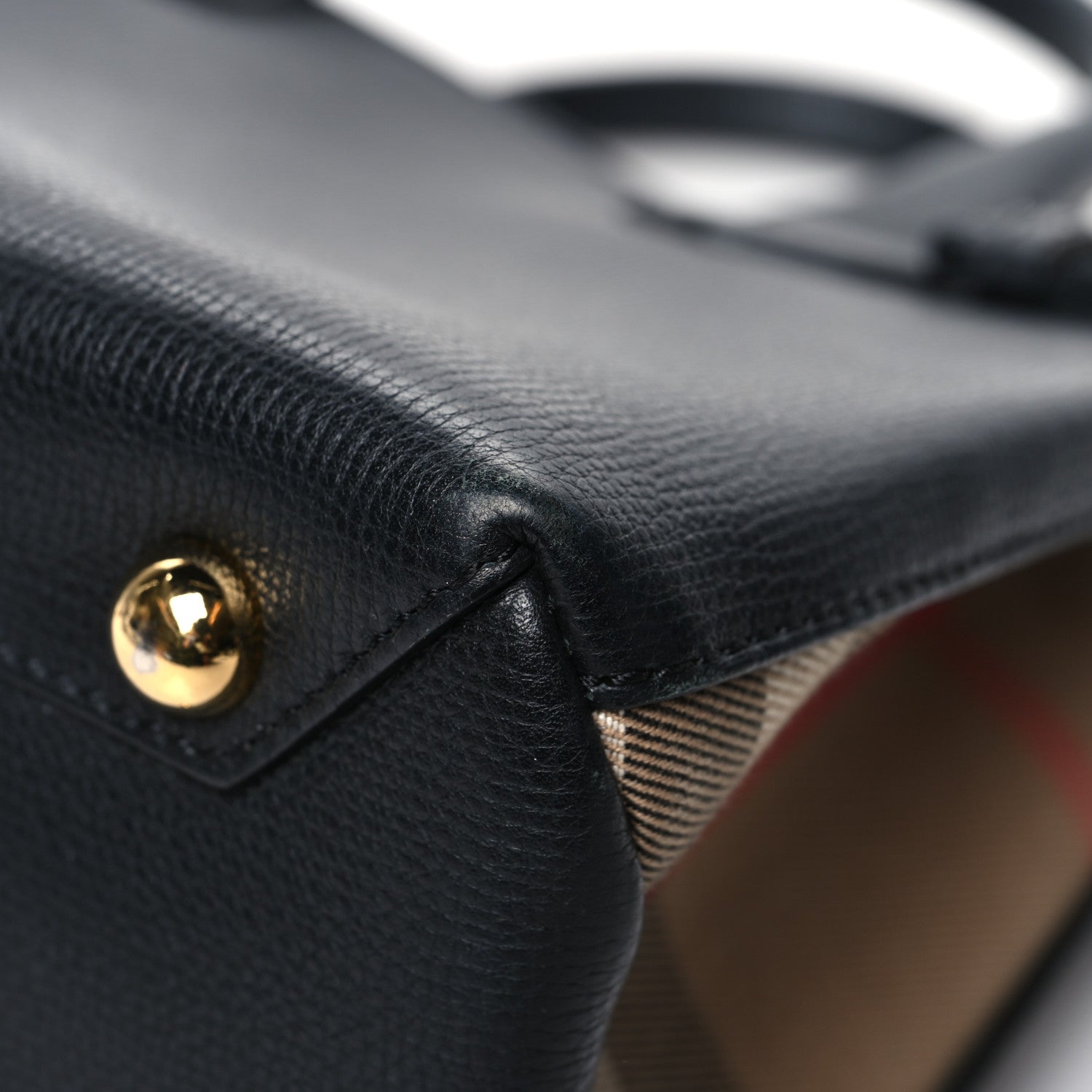 Burberry Derby Calfskin House Check Small Banner Tote Black 12 of 14