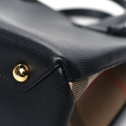 Burberry Derby Calfskin House Check Small Banner Tote Black 12 of 14