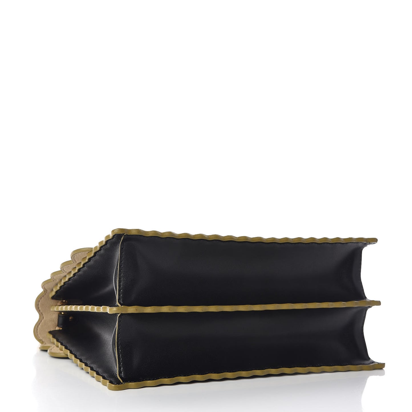 Vitello Liberty Scalloped Studded Kan I Shoulder Bag Black