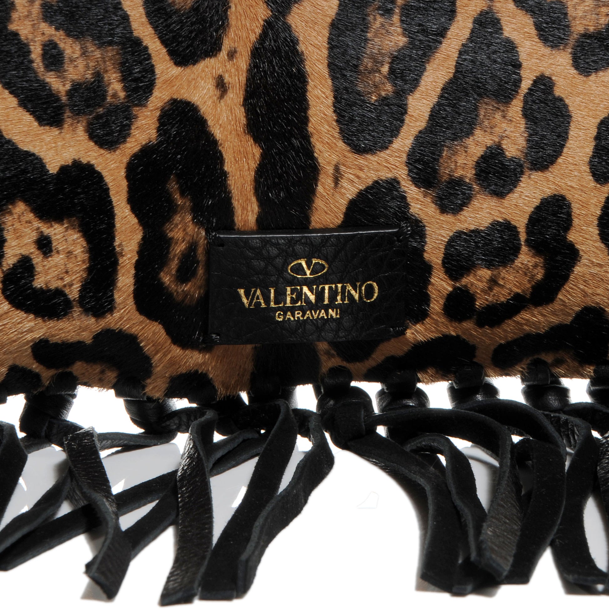 Valentino Garavani Calf Hair Oversized Fringe Clutch Leopard 8 of 8