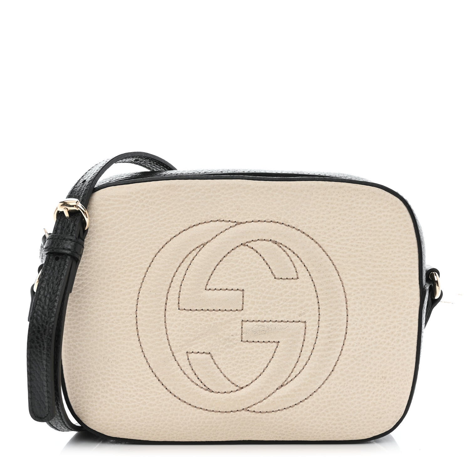 Gucci Dollar Calfskin Bi-Color Small Soho Disco Bag Mystic White Black 1 of 8