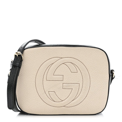 Gucci Dollar Calfskin Bi-Color Small Soho Disco Bag Mystic White Black 1 of 8