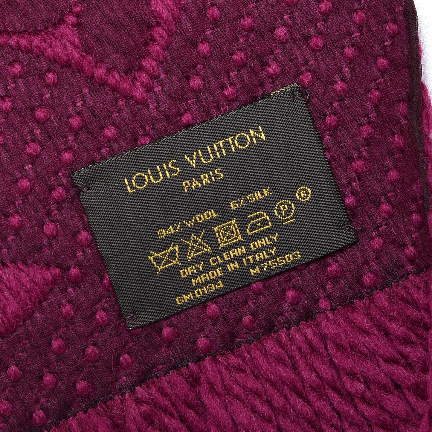 Wool Silk Logomania Scarf Cherry