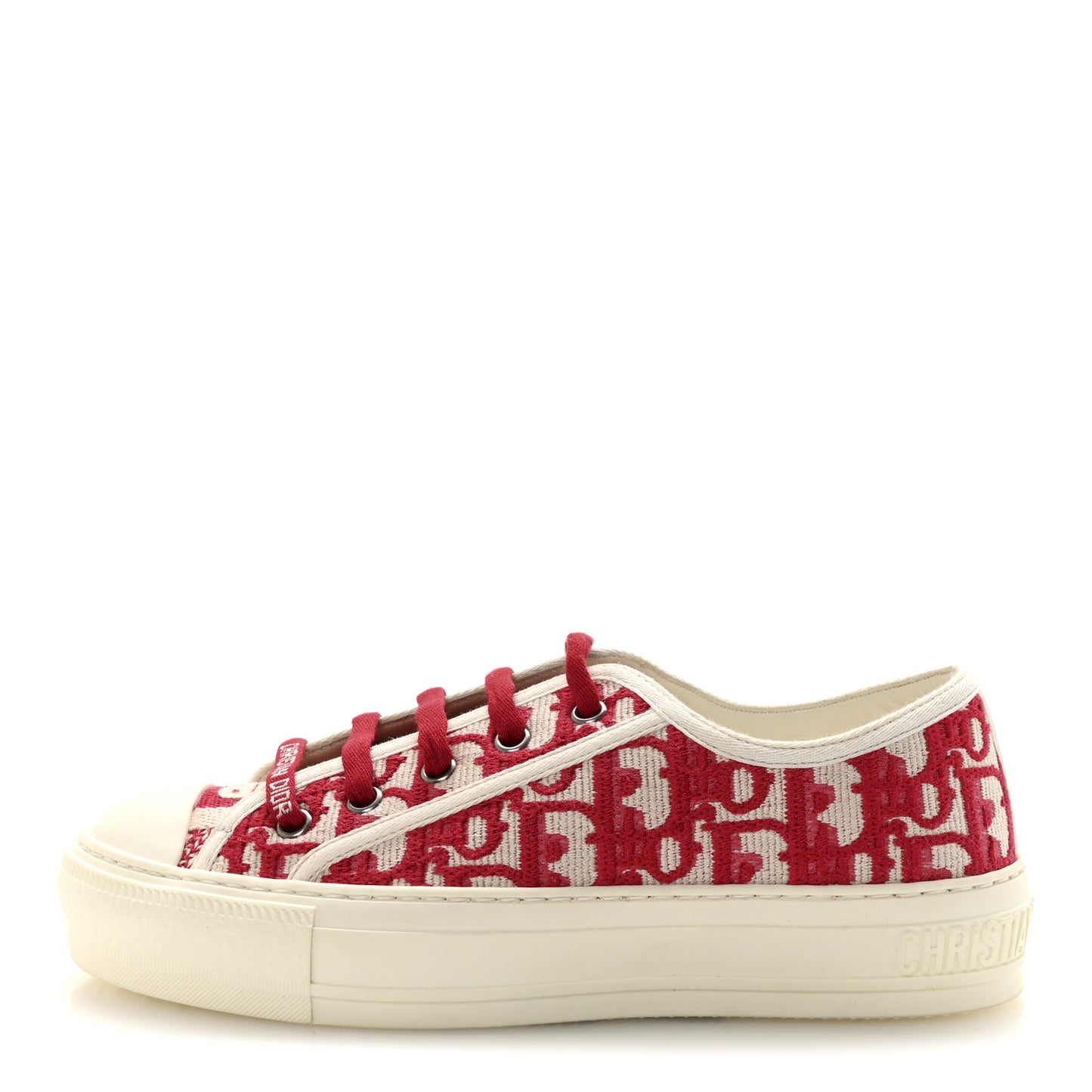 Canvas Oblique Walk'N'Dior Low Top Sneakers 35 Framboise