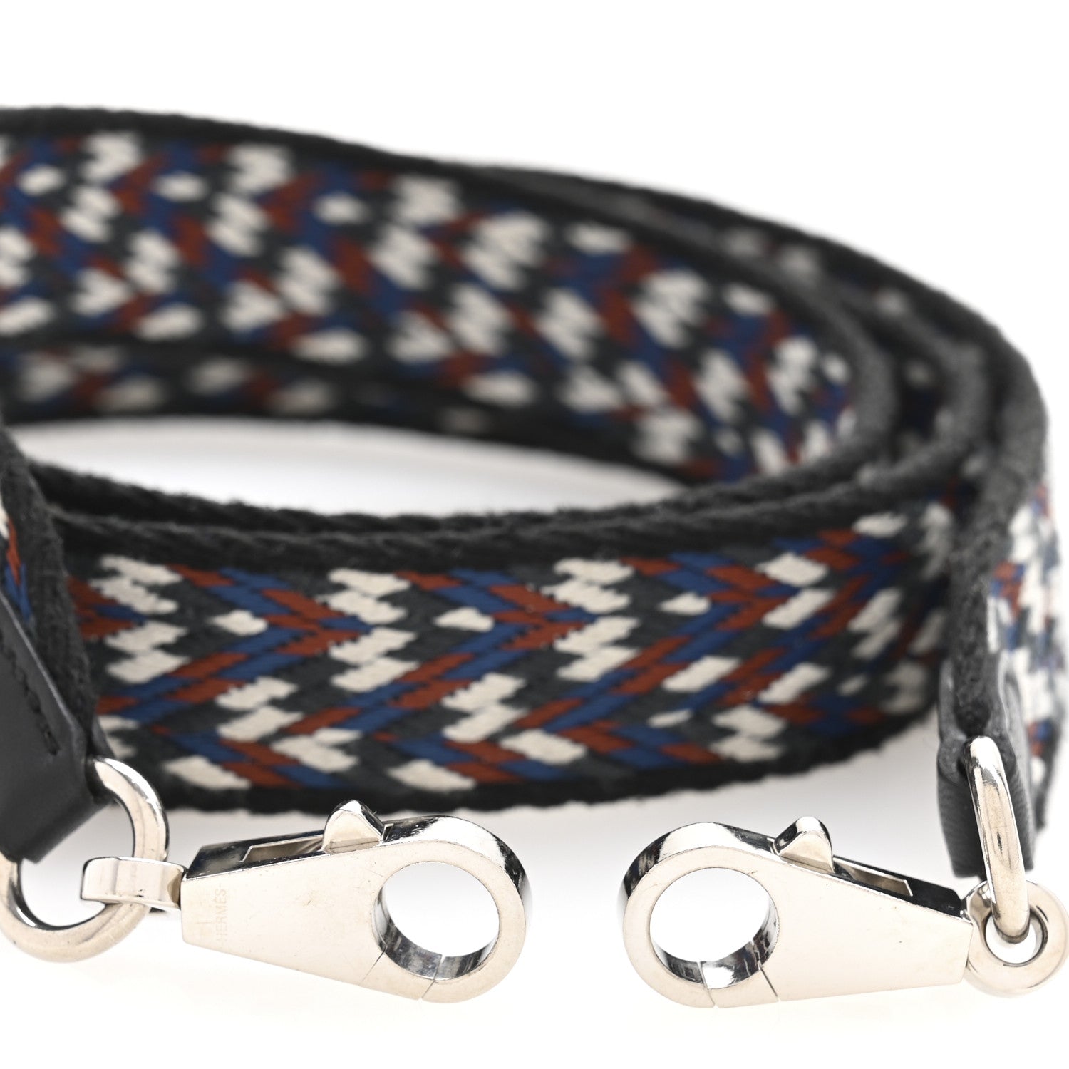 Hermes Toile Swift 25mm Sangle ZigZag Shoulder Strap Black White Deep Blue 3 of 6