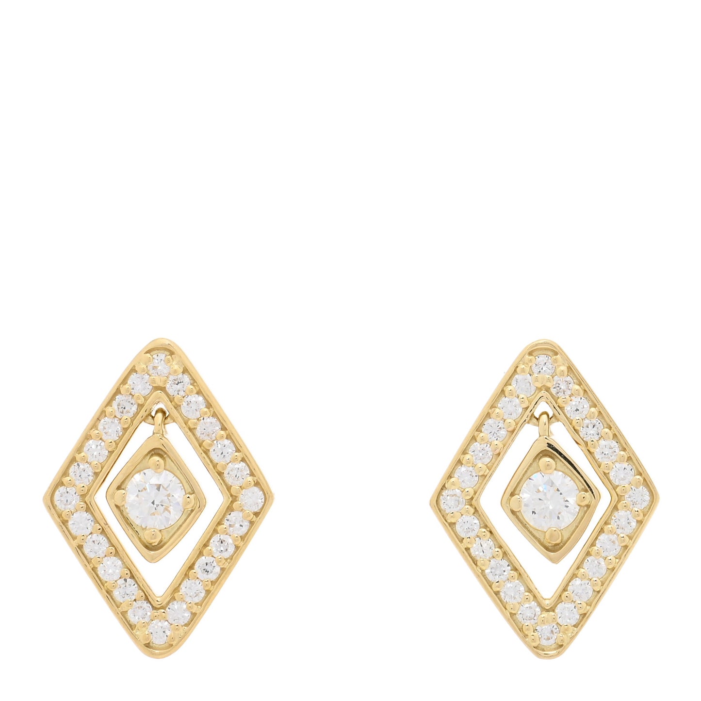 18K Yellow Gold Diamond Diamonte Earrings