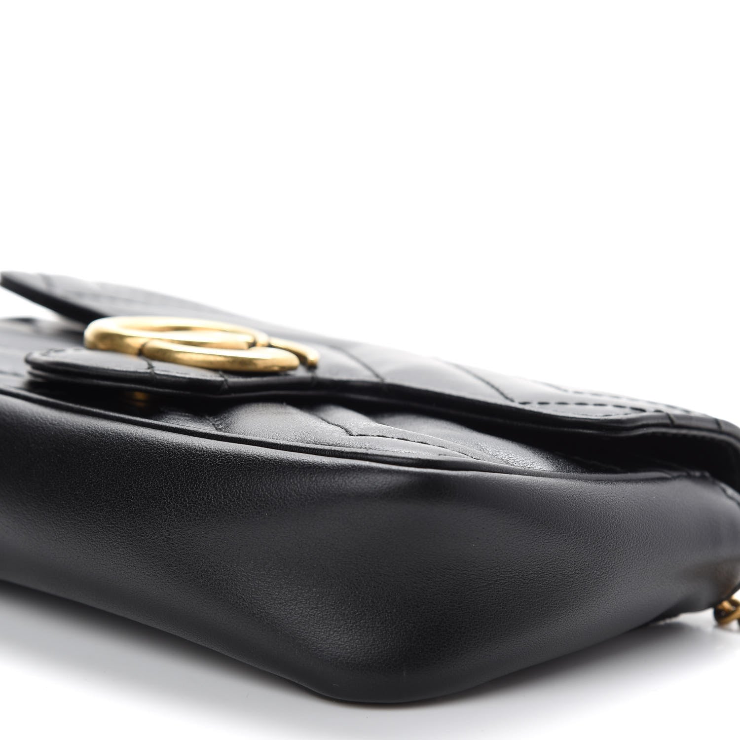 Gucci Calfskin Matelasse Super Mini GG Marmont Shoulder Bag Black 9 of 10