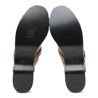 Hermes Heritage Calfskin Carlotta Mules 37 Naturel 5 of 11