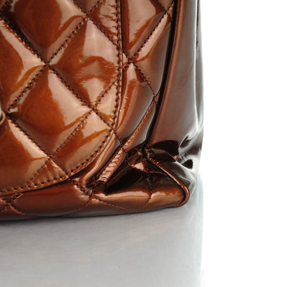 Chanel Metallic Patent Quilted Grand Shopping Tote GST Bronze 8 of 9
