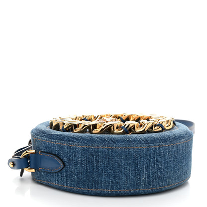 Versace Denim Mini La Medusa Chain Round Crossbody Bag Navy Blue 4 of 9