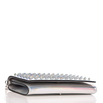 Christian Louboutin Metallic Patent Calfskin Spikes Boudoir Chain Wallet Silver 4 of 10