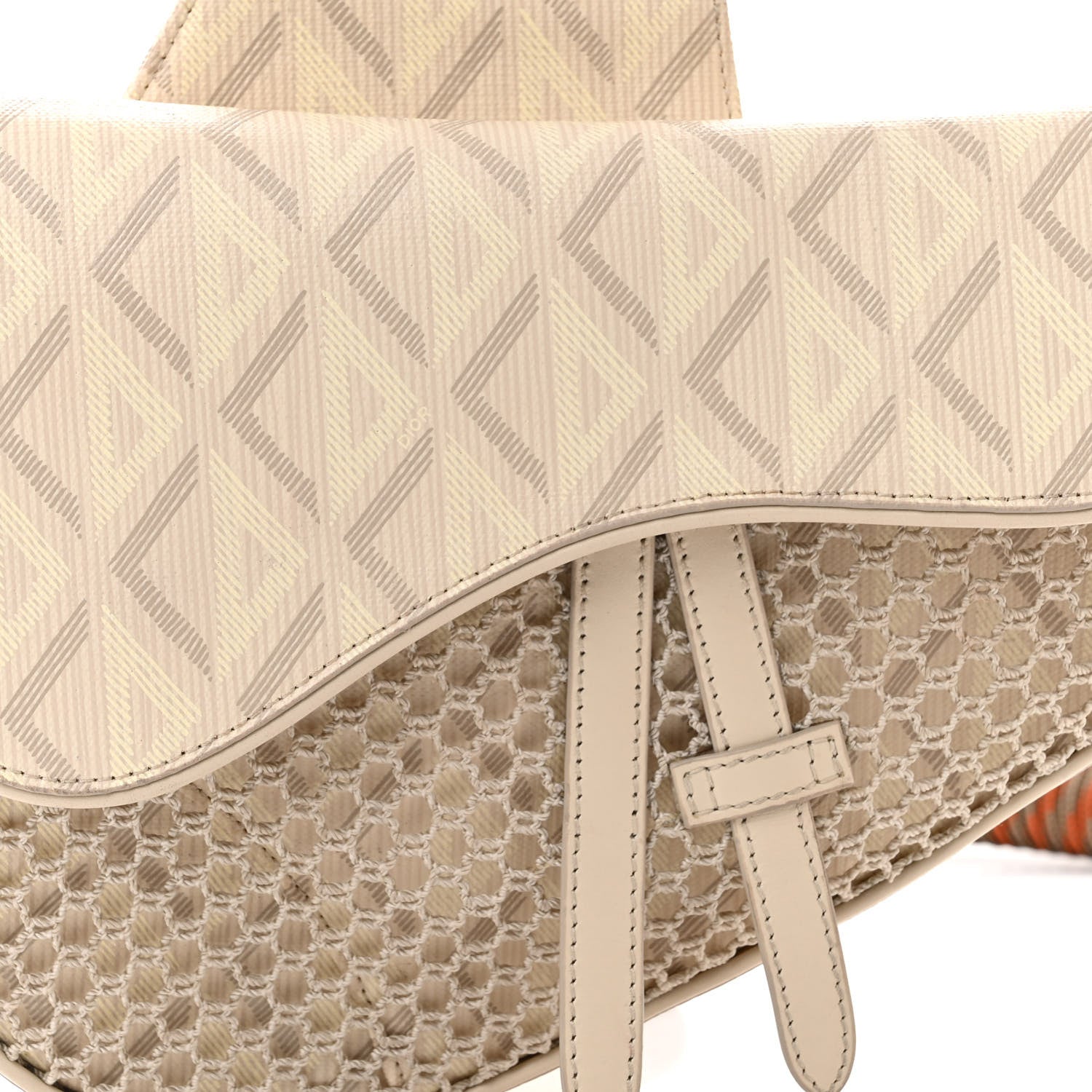 Christian Dior Coated Canvas Calfskin CD Diamond Nautic Mens Saddle Bag Ivory 8 of 10