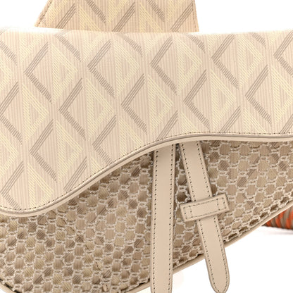 Christian Dior Coated Canvas Calfskin CD Diamond Nautic Mens Saddle Bag Ivory 8 of 10