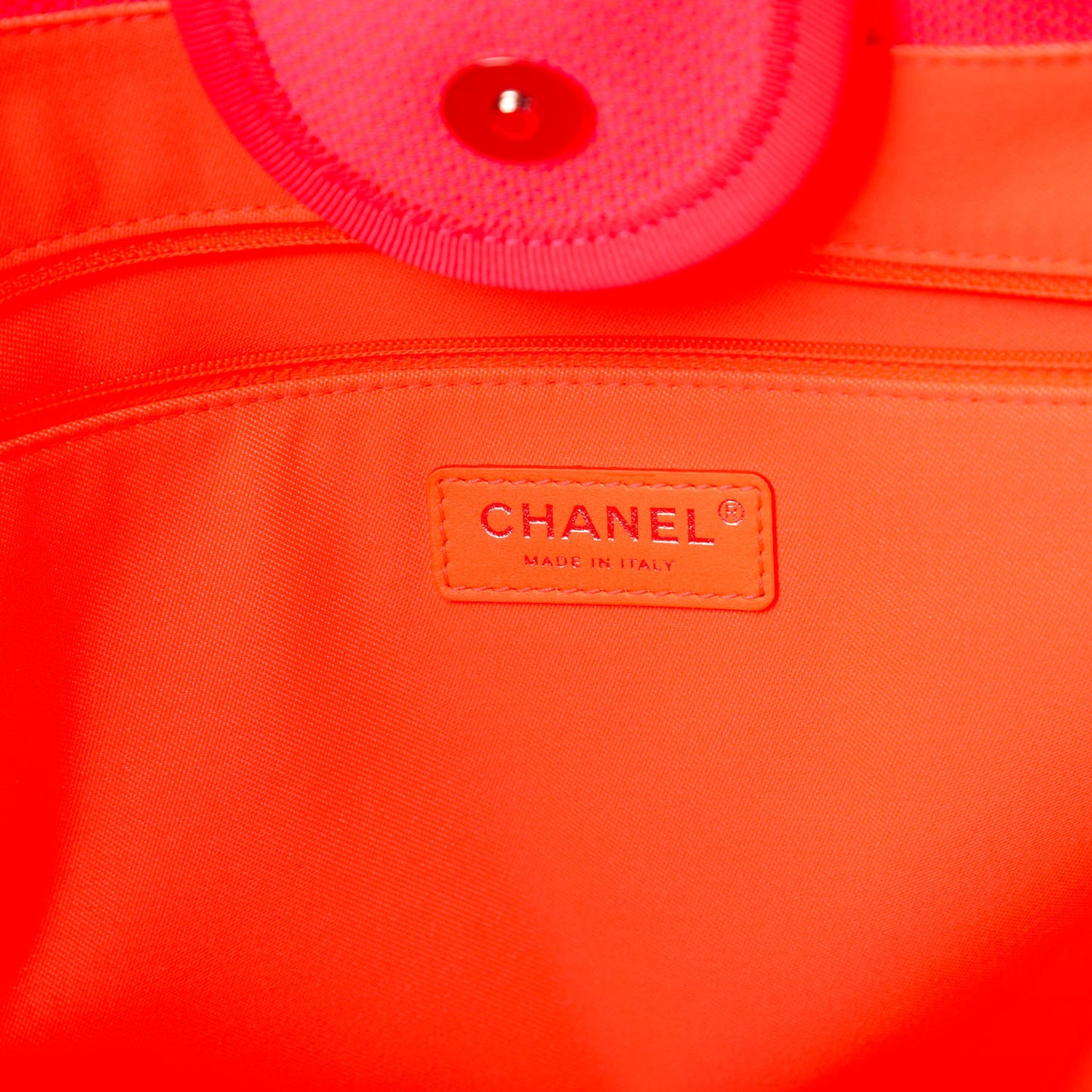 Mixed Fibers Calfskin Medium Deauville Tote Pink Orange