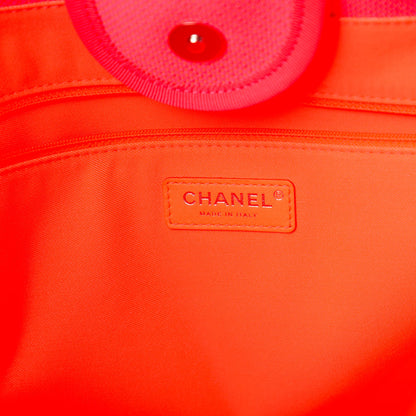 Chanel Mixed Fibers Calfskin Medium Deauville Tote Pink Orange 8 of 11