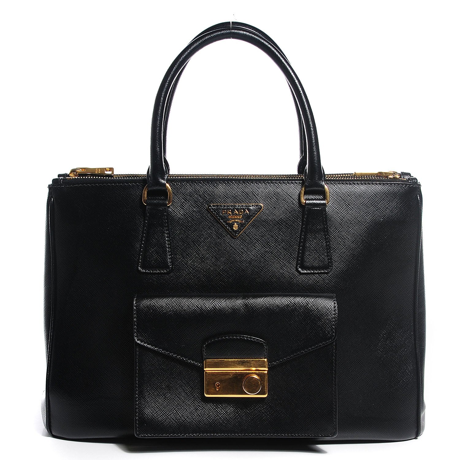 Prada Saffiano Lux Galleria Front Pocket Tote Black 1 of 10
