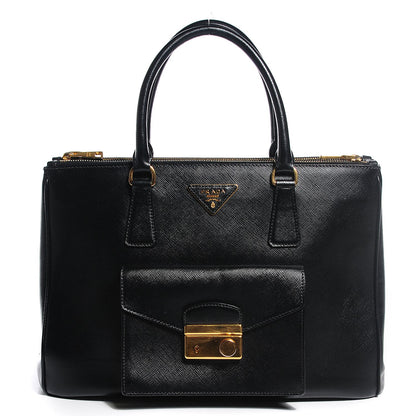 Prada Saffiano Lux Galleria Front Pocket Tote Black 1 of 10