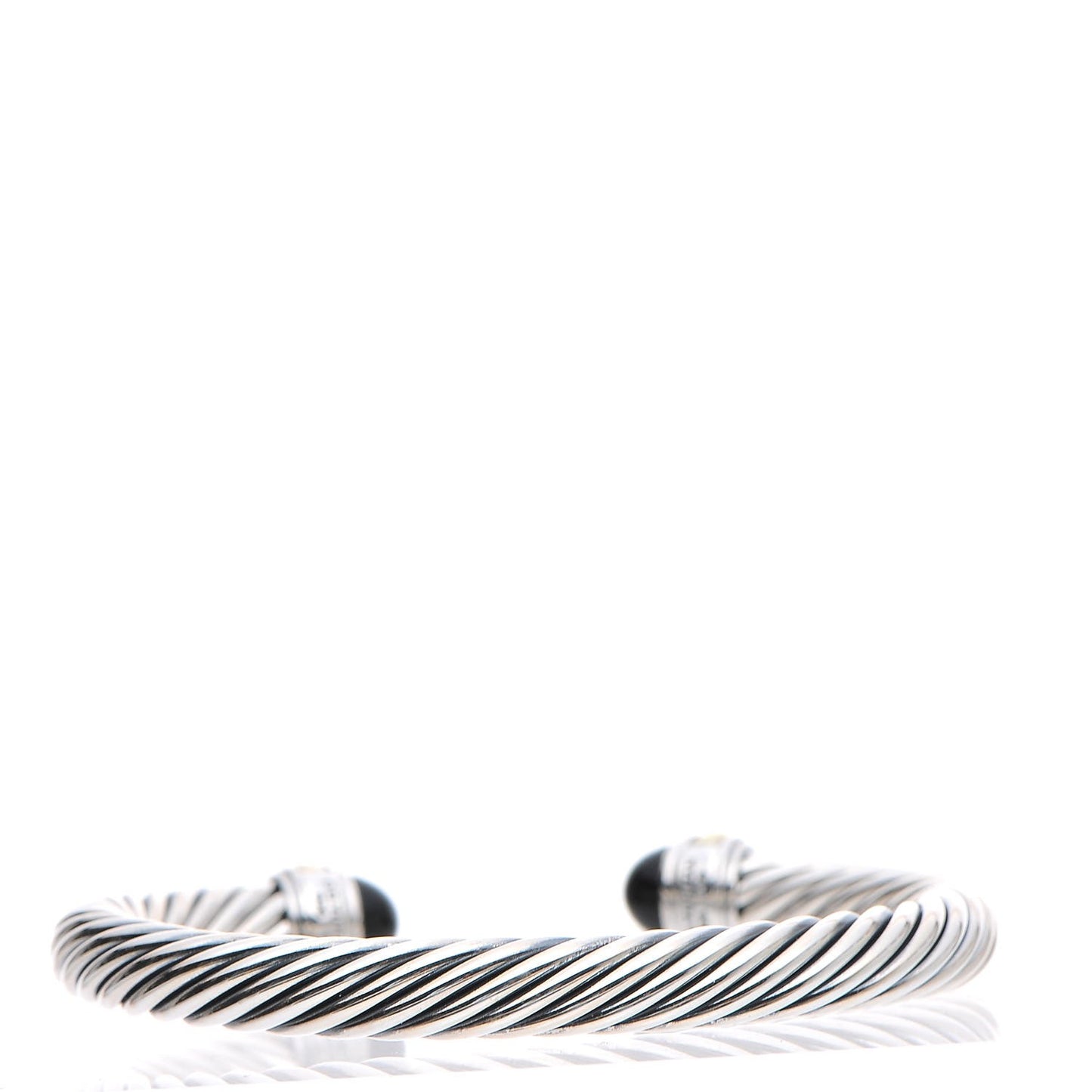 Sterling Silver 14K Yellow Gold Black Onyx 7mm Cable Classics Bracelet