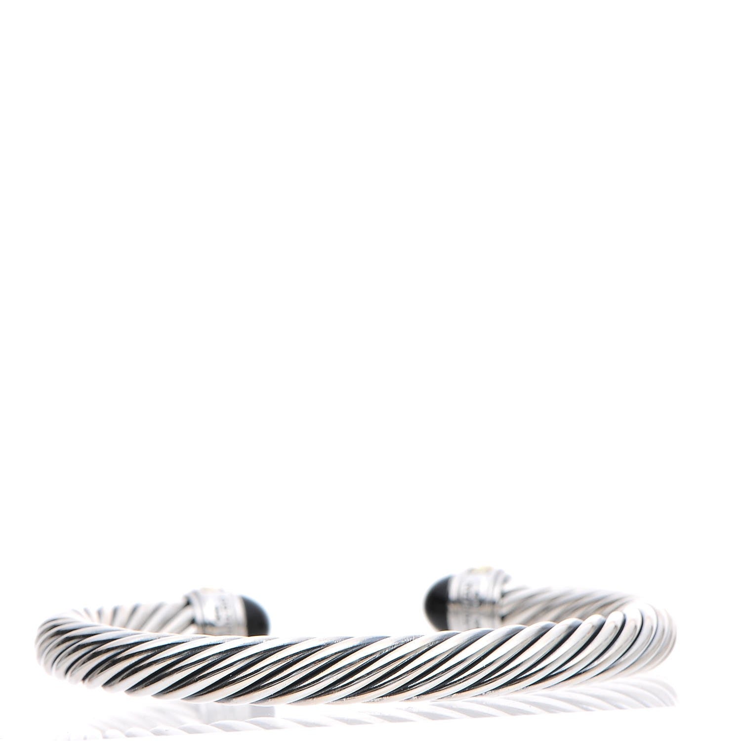 David Yurman Sterling Silver 14K Yellow Gold Black Onyx 7mm Cable Classics Bracelet 3 of 5
