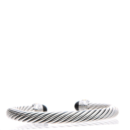 David Yurman Sterling Silver 14K Yellow Gold Black Onyx 7mm Cable Classics Bracelet 3 of 5
