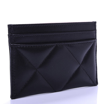 Chanel Shiny Goatskin Quilted Chanel 19 Card Holder Black 3 of 9