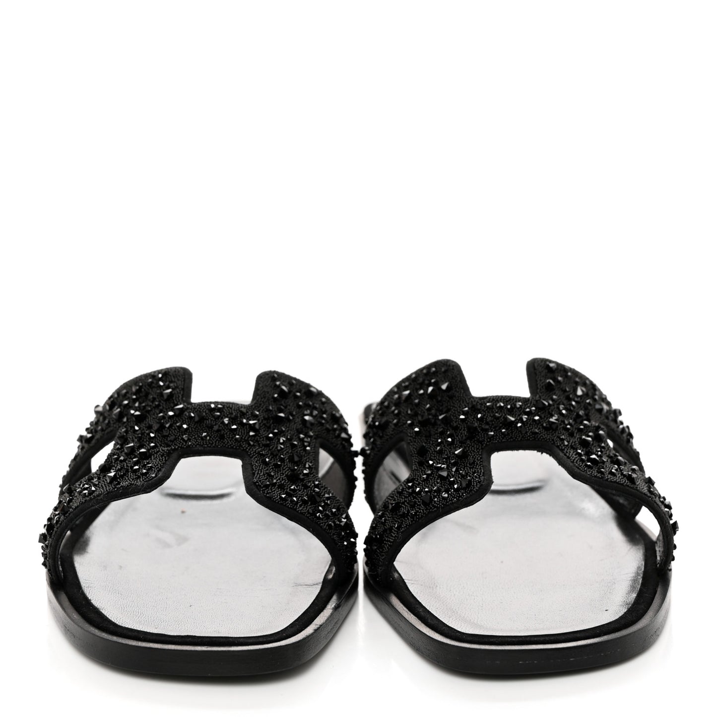 Suede Crystal Oran Sandals 36 Black