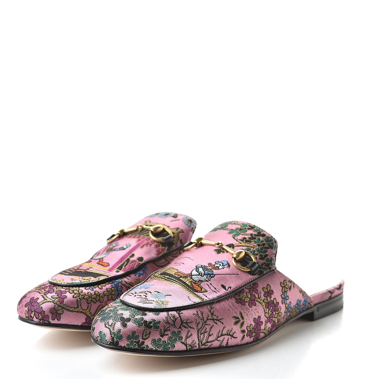 X DISNEY Jacquard Japanese Donald Duck Womens Princetown Slippers 39 Pink Black
