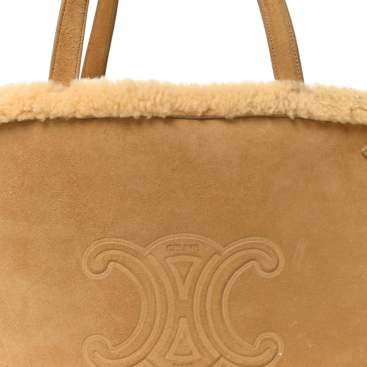 Celine Suede Shearling Triomphe Medium Cabas Anais Natural 14 of 23