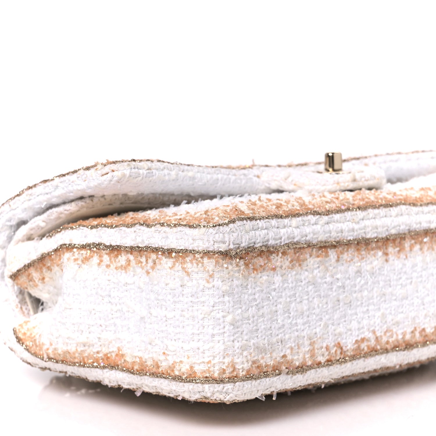 Chanel Metallic Tweed Medium Double Flap White Gold 10 of 11