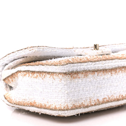 Chanel Metallic Tweed Medium Double Flap White Gold 10 of 11