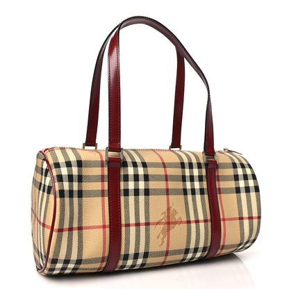 Burberry Haymarket Check Barrel Bag Red 3 of 9