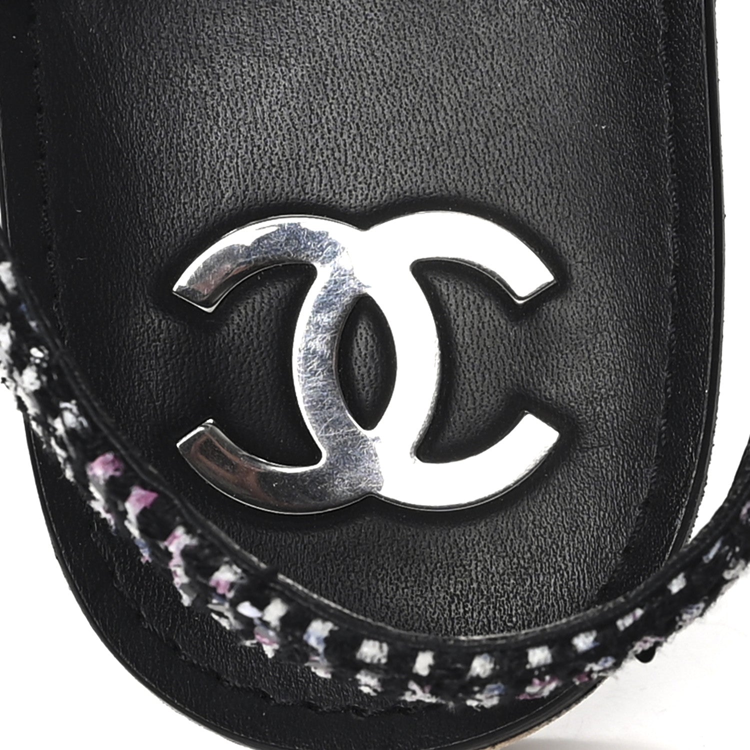 Chanel Glittered Tweed Lambskin Dad Sandals 40 Black Multicolor 8 of 11