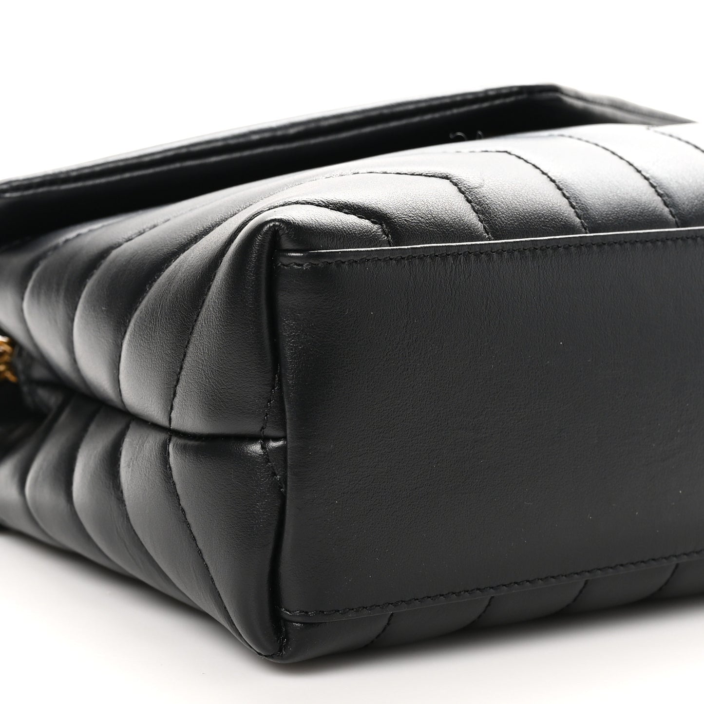 Calfskin Y Quilted Monogram Small Loulou Chain Satchel Black