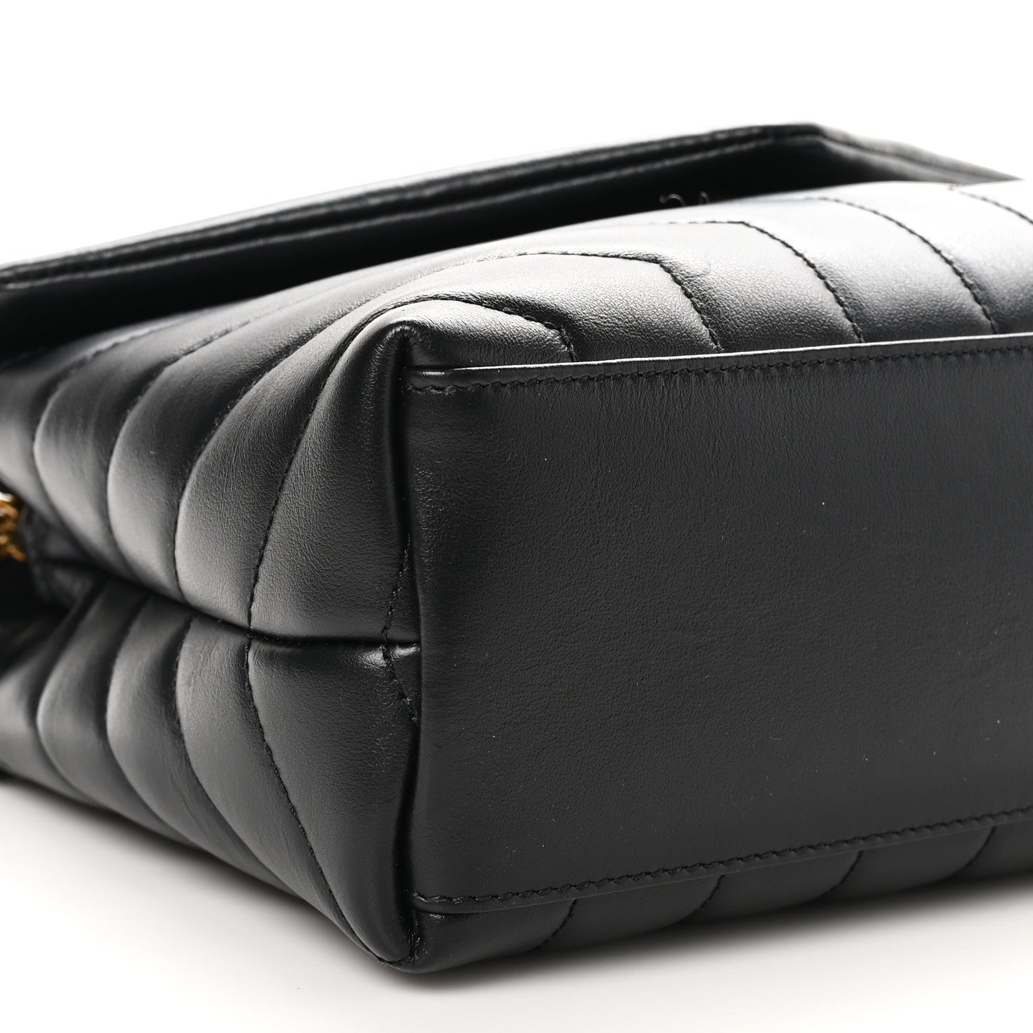 Saint Laurent Calfskin Y Quilted Monogram Small Loulou Chain Satchel Black 9 of 10